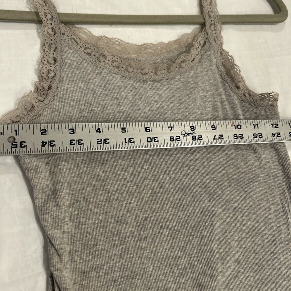 Vtg Y2K Cherokee Gray Cami Twilight Coquette Lace Trim Babydoll Tank Sz L/Girl - Picture 6 of 8